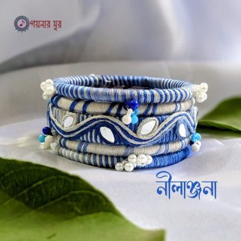 Blue and white color customized handmade bangles - Nilanjana