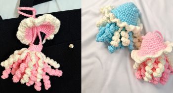Crochet Jellyfish Lip Balm Holder Bag Charm